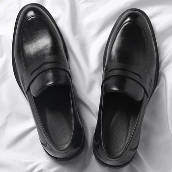 Мъжки естествена кожа Оксфорд удобни обувки оригиналите дантела-официален бизнес ежедневния дневен обувки дерби за мъже