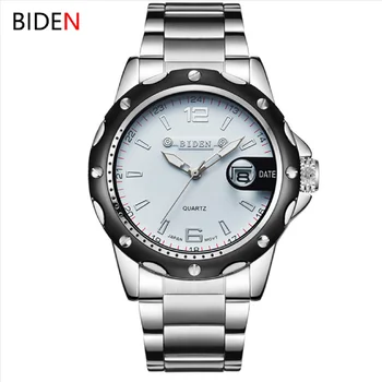 Мъжки кварцов часовник BIDEN от неръждаема стомана, мъжки ръчен часовник, военни, спортни часовници, подаръци, часовник с календар, homens marca masculino