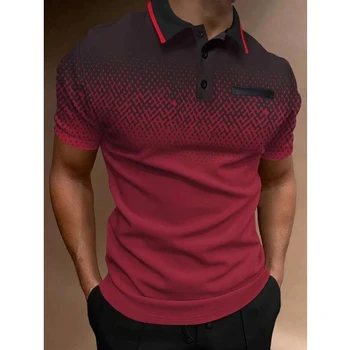 Мъжки нова тенденция риза с къси ръкави наклон цвят с къс ръкав и ревера, мъжки индивидуалност, спортни и ежедневни риза с къси ръкави, блузи.