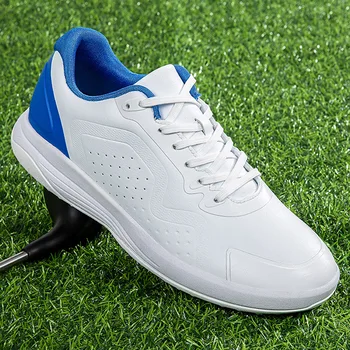 Мъжки обувки за професионална голф, водоустойчив спортни обувки, черно-бяло мъжки обувки за тренировки по голф, мъжки спортни обувки