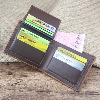 Мъжки портфейл от изкуствена кожа, кратък бизнес черно/кафе/кафяв, държач за кредитни карти, мъжки портфейл с шарките на алигатор, джоб за монети с цип