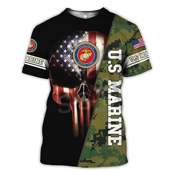 Мъжки тениски 2023 САЩ, върхове с графичен 3D принтом американския флаг, тениска с кръгло деколте, ветеранская мода, камуфляжная тениска голям размер