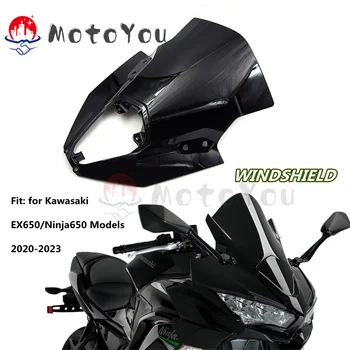 На предното Стъкло на Мотоциклет Предното Стъкло за Kawasaki Ninja 650 EX650 ER6F ER-6F 2020 2021 2022 2023, Ветрозащитный Екран, Черен