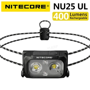 Налобный фенер NITECORE NU25 UL мощност от 400 лумена с три източника на светлина, който поддържа зареждане от USB-C