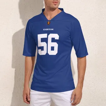 Направен по поръчка в Ню Йорк, № 56 сини футболни тениски за мъже, реколта фланелка за ръгби, тренировка по поръчка, футболна тениска