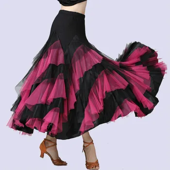 Нов женски танцов костюм за валс фламенко, пола, за балните танци, класически спортни многослойни испански поли с големи свингами