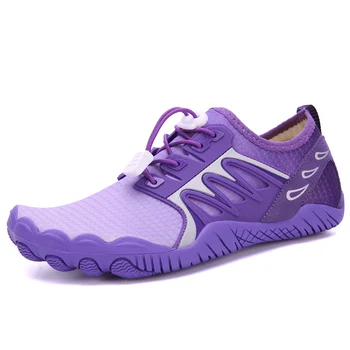 Нова мода лилави обувки с пет пръста, мъжки дамски дишаща нескользящая плажната спортни обувки, дамски еластична обувки на бос крак, размер 36-46