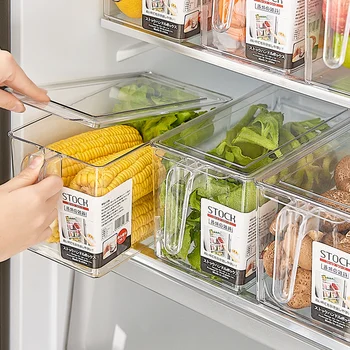 Нова прозрачна дръжка с капак, кутия за съхранение на консервирани зеленчуци, плодове, яйца, кутия за съхранение в хладилник