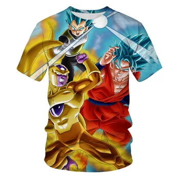 Нова Тениска за момчета и момичета, тениска Dragon Ball Z, от 3 до 14 години, 2023, Летни бебешки Ежедневни Тениски с 3D принтом Goku Вегеты и къс ръкав