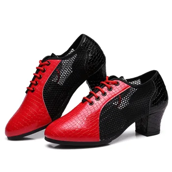 Нови летни женски танцови обувки с мека подметка за възрастни с кожена решетки, градинска гумена подметка, съвременни танцови обувки