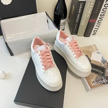 Нови модни дамски маратонки с дебела подметка, ежедневни бели спортни обувки на експозиции, дамски обувки големи размери, дамски дизайнерски обувки на платформа