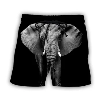 Нови модни мъжки и дамски спортни костюми с 3D принтом като животински слон, къси панталони в стил хип-хоп с кръгло деколте, големи размери S-7XL