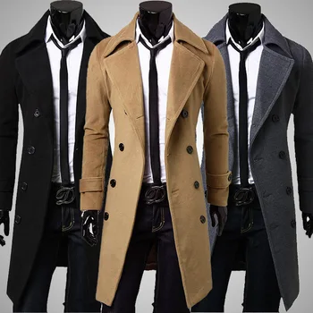 Ново Записване, мъжки зимни топъл вълнен тренч, двубортное модно дълго палто, якета, големи размери 4xl