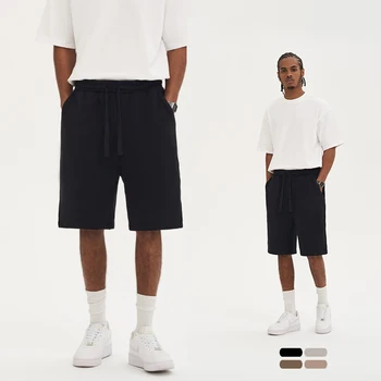 Новост лятото 2023, мъжки ластични шорти, однотонная градинска облекло в стил хип-хоп, дишащи хавлиени памучни спортни ежедневни свободни панталони