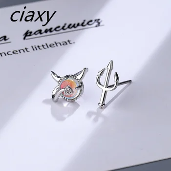 Обеци CIAXY сребрист на цвят, с лунен камък за жените, японски студентски сладки обеци-дьяволята, вечерни украса