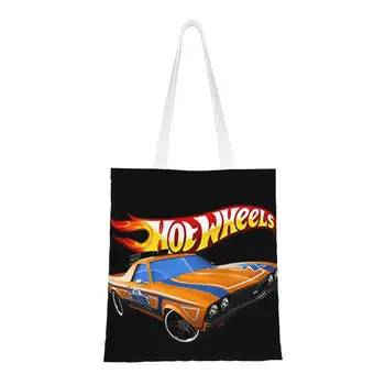 Обичай Спортна кола Hot Wheels Acceleracers Холщовая пазарска чанта, Дамска Чанта за преработка на Хранителни Продукти, Мультяшные чанти за купувачите на Автомобили