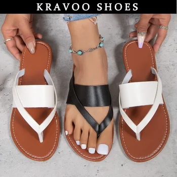 Обувки KRAVOO, дамски чехли на равна подметка, ежедневни чехли, плажни сандали за почивка, женски улични чехли, сандали, летни обувки
