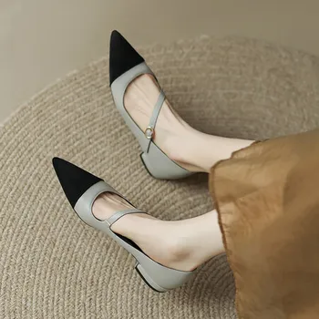 Обувки на нисък ток с остър пръсти голям размер голям размер, с лесен, приятен и удобен дизайн прострочки