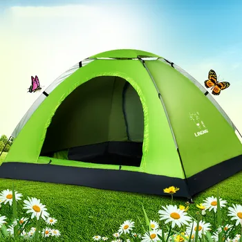 Однослойная палатка за къмпинг, 3-4 на открито, джобно плажна подслон от слънцето, водоустойчив семейна палатка за пикник с чанта за носене