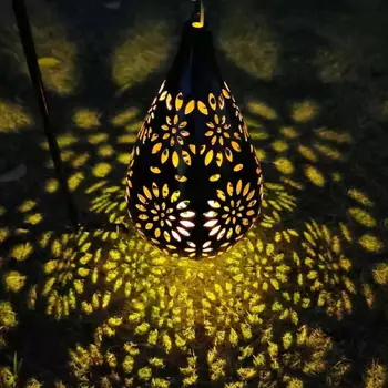 Окачен градински фенер IP44 Водоустойчив iron артистичен и слънчев led фенер, декоративна выдолбленная проекционная лампа за двора на открито