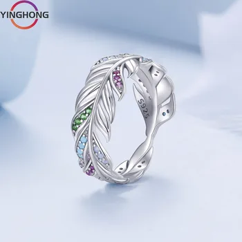 Оригинална индивидуалност, женски пръстен от сребро S925 с перо, модерен чар, луксозни и изискани бижута, подарък