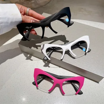 Очила Cateye Модни плоски слънчеви очила, дамски Очила без рамки, мода пънк очила, антисиневые очила, Ретро очила за жени