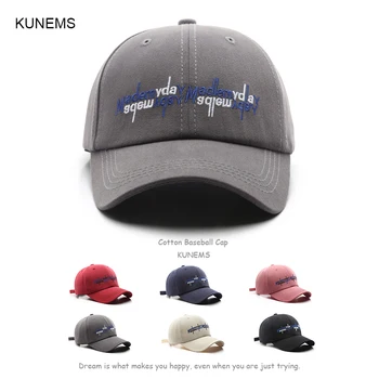 Памучен бейзболна шапка KUNEMS за мъже и жени, модни шапка от слънцето с бродерия букви, лятна шапка с козирка, градинска бейзболна шапка унисекс