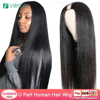 Перуки от пряка човешка коса Virgo, 30-цолови U-образни перуки, изработени от човешка коса, перука Боб за жени, бразилски човешка коса Remy, U-образни бесклеевые перуки