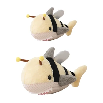 Плюшена Играчка от Мека памучна Pudsy Shark + Подарък Възглавници, Украсени с Пчела
