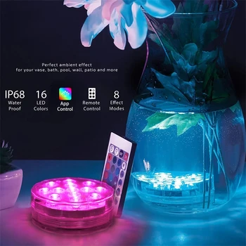 Потопяема лампа 13 led RGB, подводен led нощна светлина, лампа за басейна на открито ваза, аквариум, езерото, дискотеки, сватбени партита