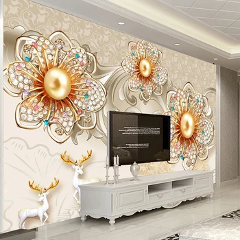 Потребителски стенни тапети Луксозни Бижута Цвете Сливи 3D Фреска, Всекидневна с телевизор, Диван Спалня Фон на Стената Начало Декор на 3D Стикер