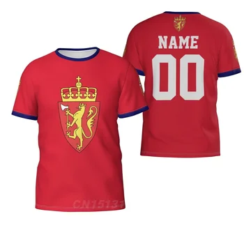 Потребителско име, номер, флаг на страната Норвегия, 3D тениски, дрехи, мъжки и дамски тениски, потници за футболните фенове, подарък, размерът на САЩ