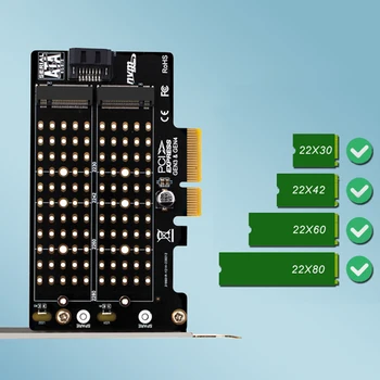Преносим SSD-диск За PCIE SATA Адаптор с две въздушни камери, Mini SATA Адаптер със скорост на трансфер на 32 gbps PCI Карта за Разширяване на M. 2 NVMe NGFF