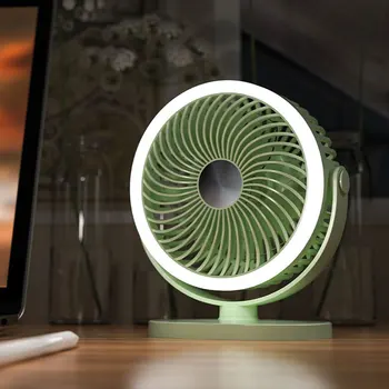 Преносим походный вентилатор с ночником тавана вентилатор, въртящ се на 360 °, безшумен мини-електрически вентилатор, USB-акумулаторна фенове за десктоп офис