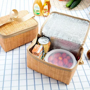 Преносима чанта за пикник на открито, водоустойчив посуда, термоохладитель, кошница за хранителни контейнери за къмпинг, пикник 피크닉 가방 라탄