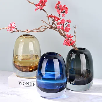 Прозрачната кръгла стъклена ваза Креативен интериор за дома, хол, офис бюрото, гидропонный контейнер за цветя