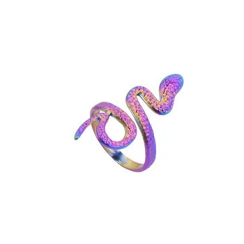 Пръстен във формата на змия в стил пънк Yungqi за мъже и жени, на сърцето, на листа, дъга, Модни стереоскопични регулируеми пръстени, Бижута от титан и неръждаема стомана