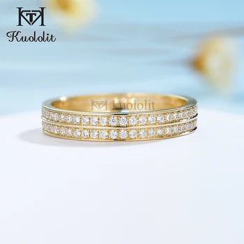Пръстен от жълто злато Kuololit с естествени диаманти 18 k 14 На 10, луксозен комплект от 2 зъба, съответстващи на обручальному пръстена 