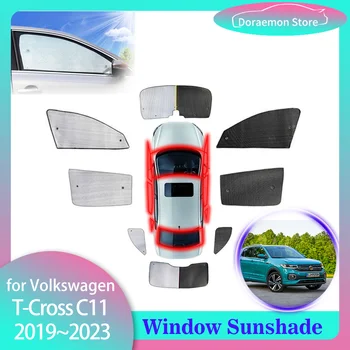 Пълен Авто Козирка за Volkswagen VW T-Cross C11 R-Line 2019 ~ 2023 Странично Прозорец на сенника Чадър Козирка на Кутията Завеси Аксесоари