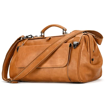 Пътна чанта Luufan от естествена кожа с високо качество, 100% спортна чанта от естествена кожа, мъжки дамски бизнес чанта Weekender от телешка кожа