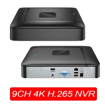 Разпознаване на лица Onvif H. 265 HEVC 8CH 9H 4K ВИДЕОНАБЛЮДЕНИЕ Mini NVR за 8MP/5MP 4K IP камери Мрежови видео Рекордер за P2P системи за видеонаблюдение
