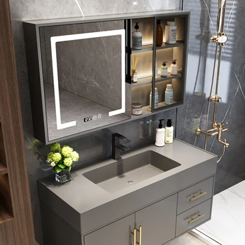 Разход вграден шкаф за баня, модерен минималистичен мивка, Огледало за миене на баня, Межплатформенный мивка