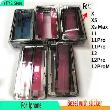 Рамка на предния панел от високо качество AAA с тиксо за iPhone 11 12 13 14 Pro X Xs Max 11Pro 12Mini LCD Средната рамка