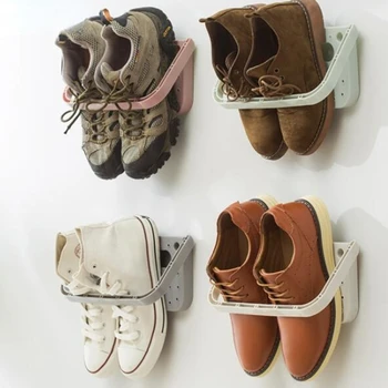 Рафтове за съхранение на дома на обувки, Компактен, а обувките кутия, Многофункционална сгъваема стойка за обувки на изсмукване, трайни стенни чехли на висок ток