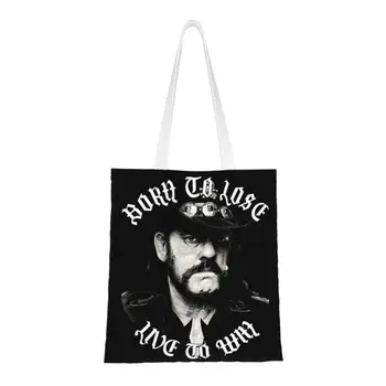 Рециклиране на рок-певицата Lemmys, ретро чанта за пазаруване, дамски холщовая чанта-тоут, моющаяся чанта King of Spades, чанти за пазаруване на продукти