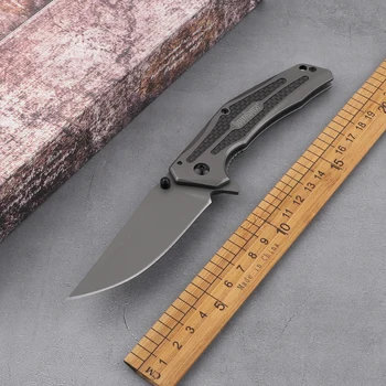 Сгъваем нож Kershaw 8Cr13MoV нож от цельностальной стомана с титанов щанга с покритие, дръжката е от въглеродни влакна, 8300, тактически многофункционален нож за къмпинг