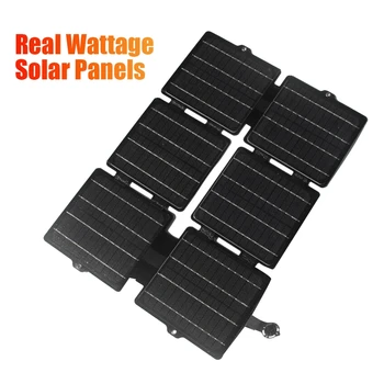Сгъваем соларен панел с мощност 30 W, 5/12, водонепроницаемое слънчево зарядно ETFE, Преносима чанта за слънчеви панели, мобилно захранване за разходки на открито
