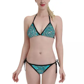 Секси Бикини на точки с изображение на костенурка, бански костюми 2022, женски бански костюм на спагети презрамки, плажно облекло