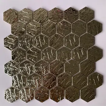 Селски сребърна шестостенни метални мозайка плочки от неръждаема стомана за декорация на хола KTV
