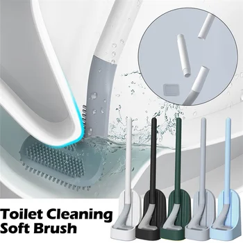 Силиконова четка за тоалетна Golf с четина и държач за изсушаване за съхранение и организация баня, инструмент за почистване на баня, аксесоари за тоалетна